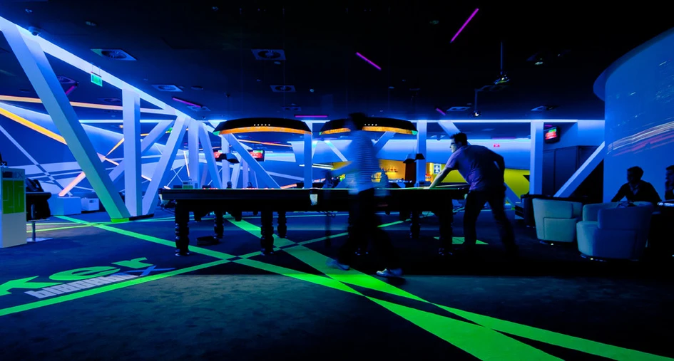 The Blackbox bar energises traditional pub games like darts, snooker and skittles by transporting visitors into a retro-futuristic environment to play them