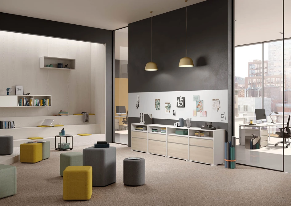 Bringing colour into an office does not always mean that it has to be colourful. Its discreet use can influence the perception of a working environment, for example, as harmonious, inspiring or lively