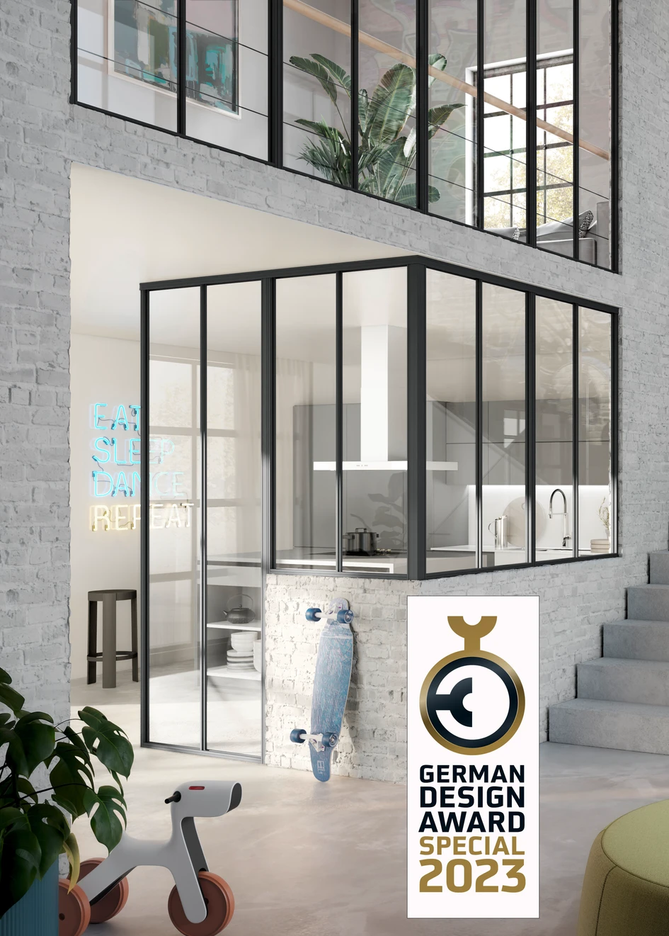 The Verrière partition system has been awarded the German Design Award 2023 by the German Design Council in the category Excellent Product Design – Building and Elements