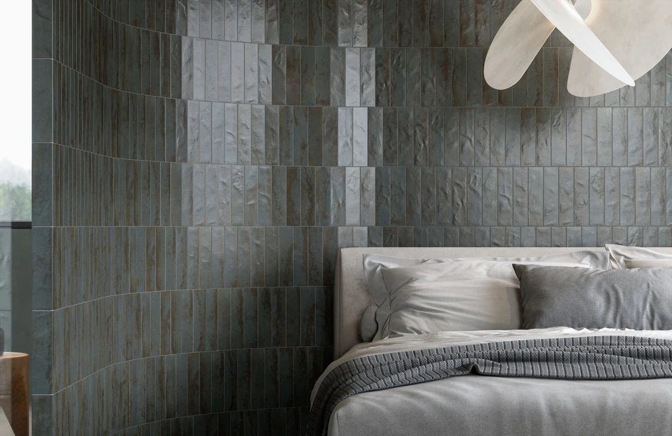 For protective darker interior spaces that promote rest and calm, choose Miniature Soda in Blue Galassia or Miniature Fuoco in Blu Iron