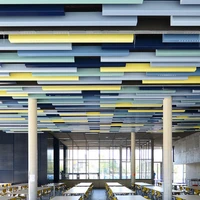 durlum’s Character Design Ceilings range includes suspended acoustic baffles in a range of colours and with integrated lighting solutions