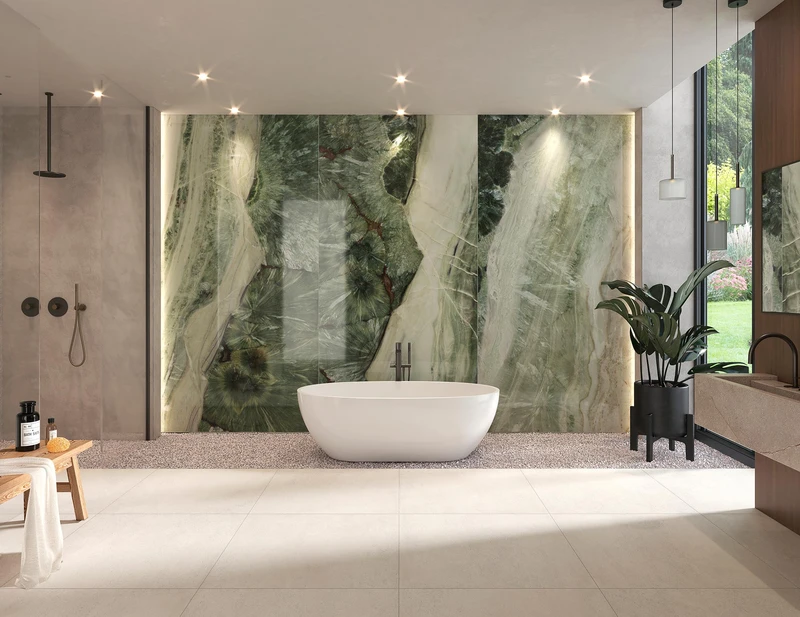 Like the rest of the designs in Tecnografica’s Super Preziosi collection of large scale wall panels, Paramé takes inspiration from precious minerals