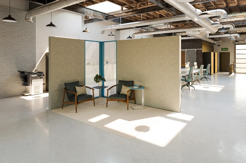 With CLAMP, PALMBERG offers a modular and electrified partition wall system that can be used to set up temporary or permanent meeting zones, lounge and break areas as well as workplaces in both existing and new buildings