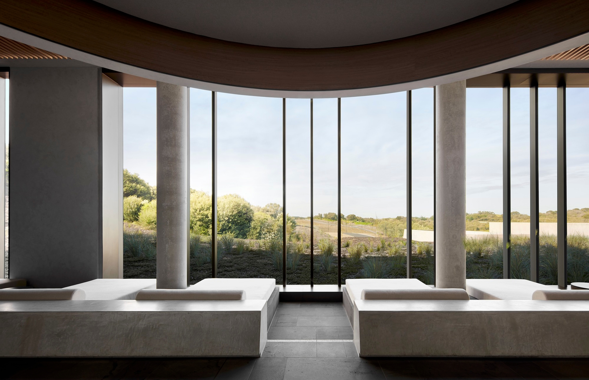 The use of raw concrete in the Alba Thermal Springs and Spa allows the original organic sensibilities of the former green wedge site to become the hero. Photo: Willem Dirk Du Toit