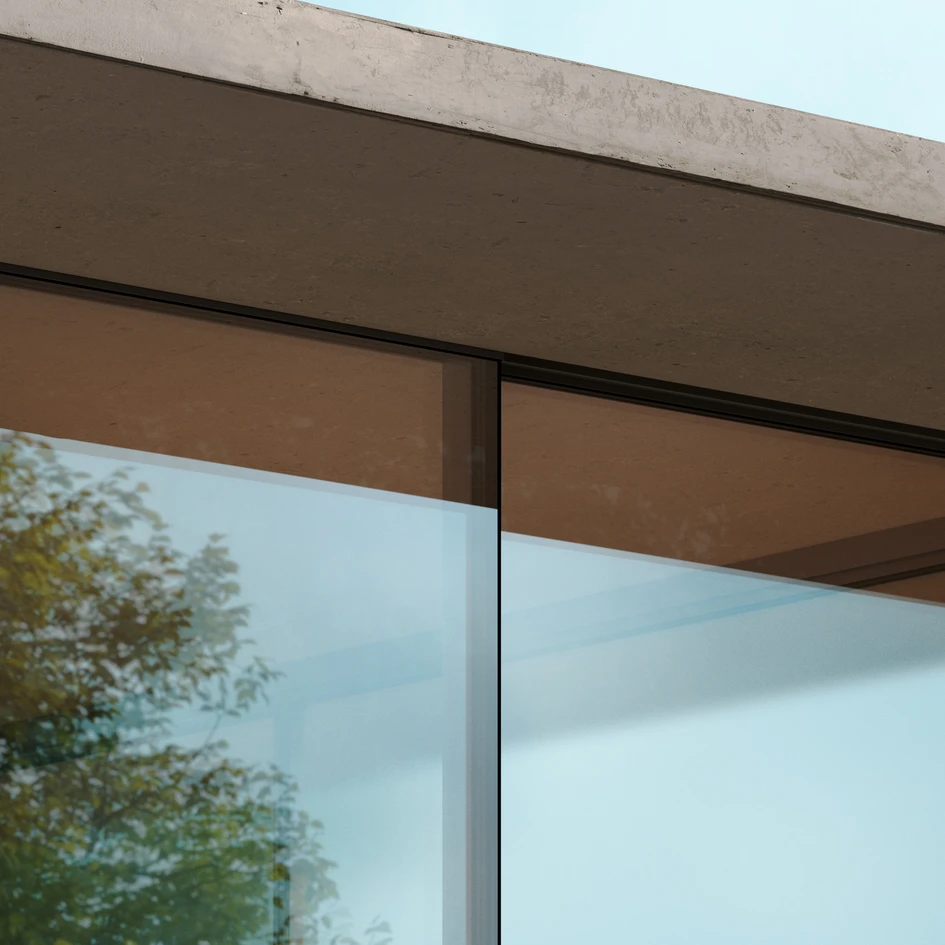 Less is more: In the area of the faceplate, a structural glazing effect makes the vertical profile strip almost invisible, which at only two millimetres represents a unique selling point on the market