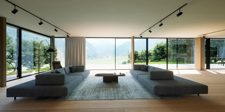 For architecture full of light: large-area glass facades allow daylight to play a role throughout while also providing unrestricted views