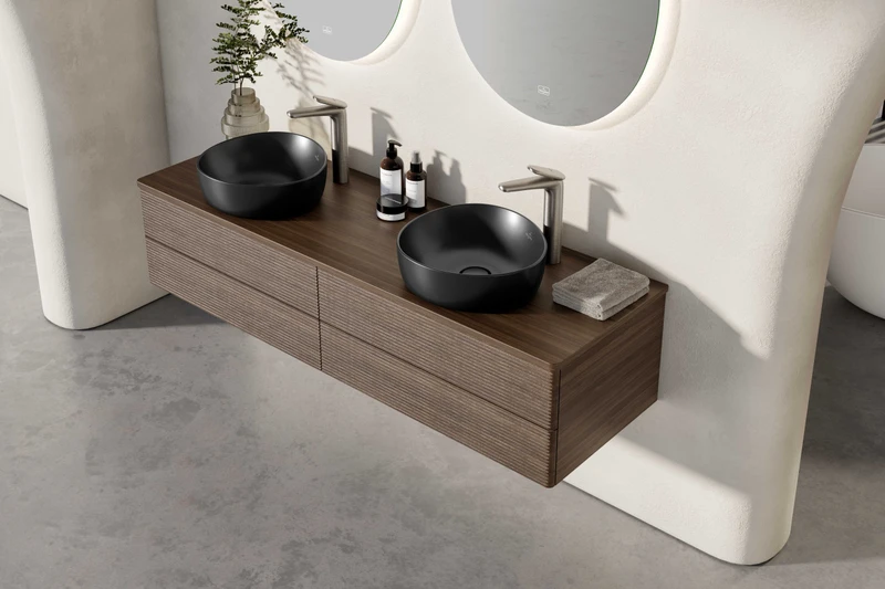 Washbasins from Mettlach, furniture and mirrors from Treuchtlingen, and so on – Villeroy & Boch has a considerable production network for its comprehensive range of products for holistic bathroom design