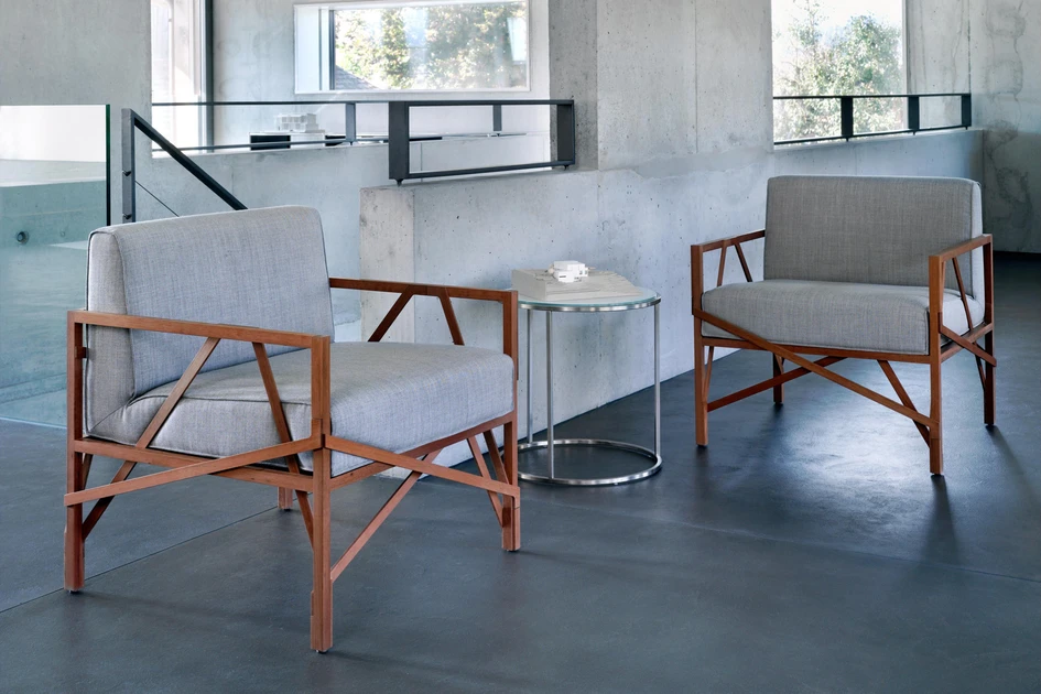 The strength offered by a thick or structural wooden frame is boasted by the Fully collection from Livoni 1895 (top), the retro-styled Bellagio from Seóra (middle) and the Allumette range from Röthlisberger Kollektion (bottom)