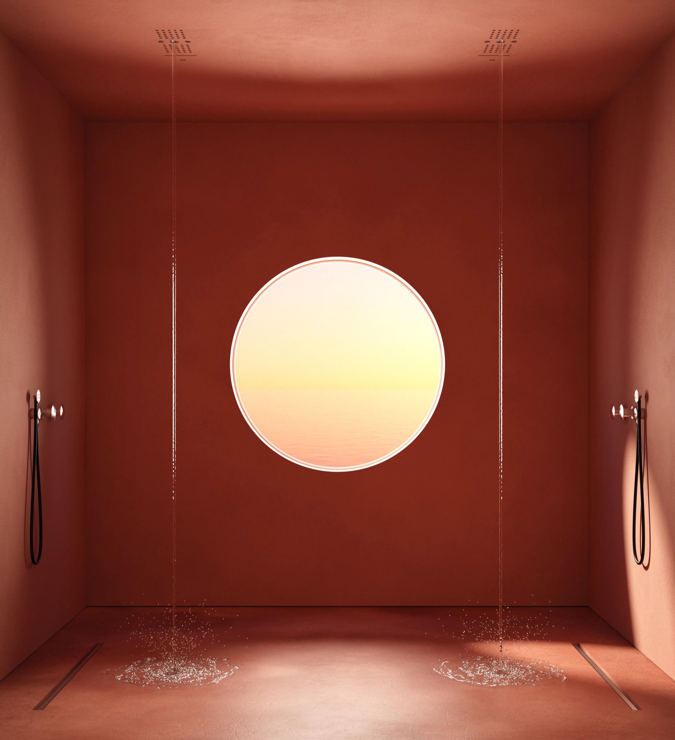 Shower columns like Milanoslim (top) or Acquapura (middle) from Fantini include extra sprays within a sleek, contemporary unit, but individual controls like Mayday from antoniolupi (bottom) ensure users don’t get wet too early