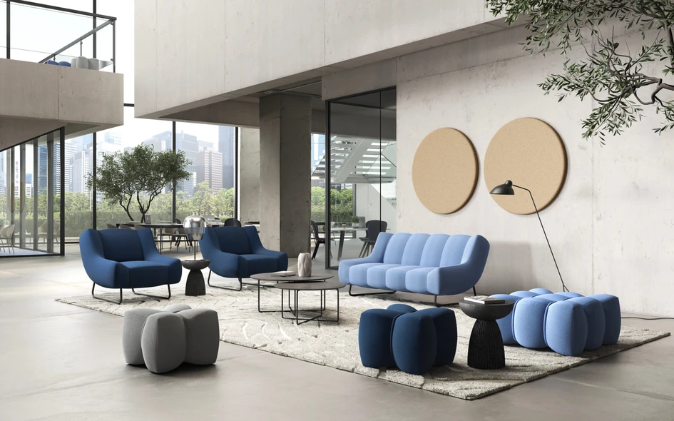 Whether in a hotel foyer, an office space or a residential setting, the different elements from the Nawabari collection work harmoniously together, allowing for the creation of comfortable corners in a variety of different contexts