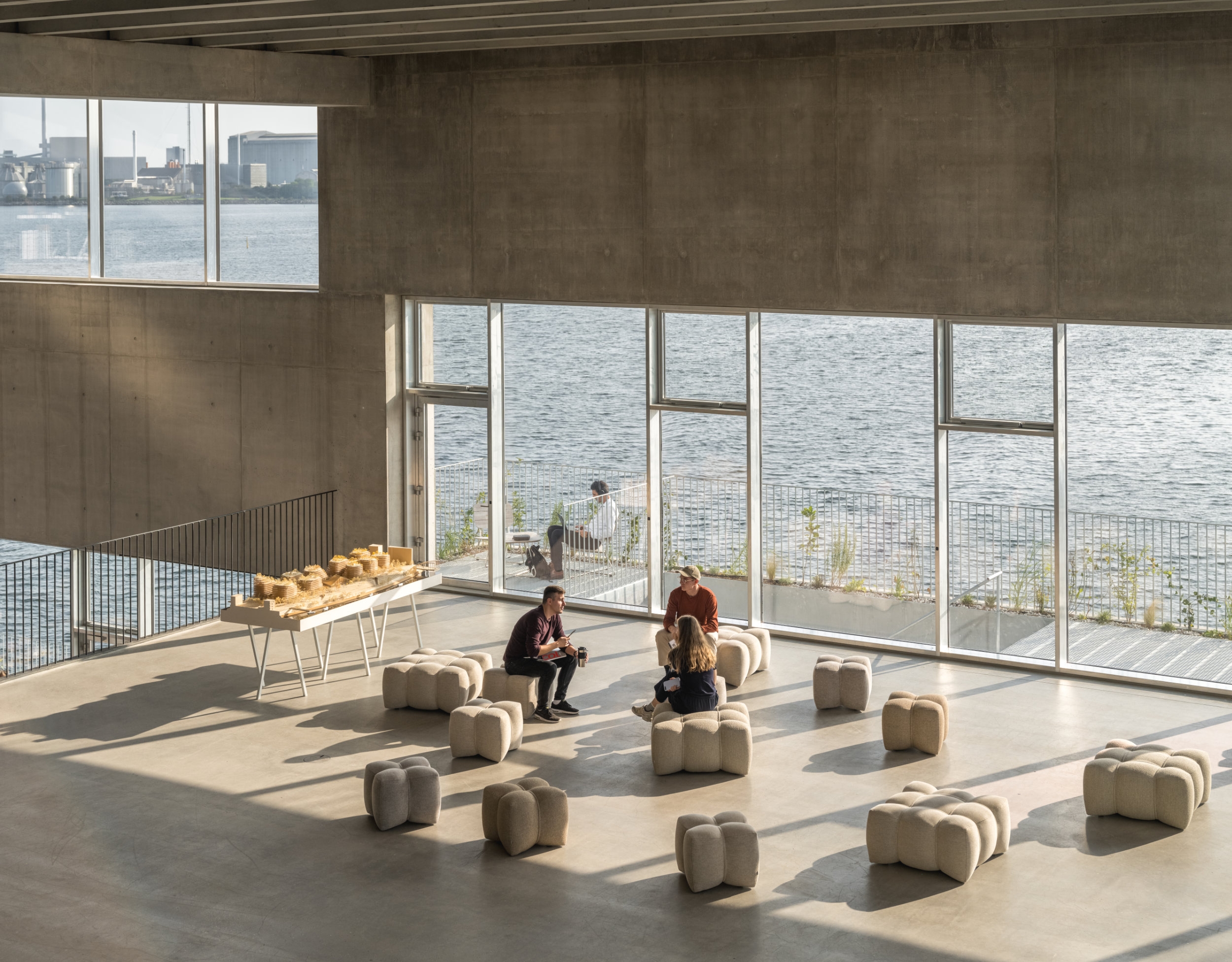 Nawabari pouffes in various sizes and colours are dispersed in one corner of the new headquarters of Danish architecture office BIG. The informal arrangement encourages casual interactions. Photo: Rasmus Hjortshøj