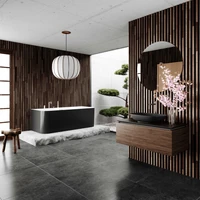 Dieses Bad-Interior ist von der spirituellen Ästhetik der japanischen Kultur inspiriert, eine Reminiszenz an die Stadt Kyoto