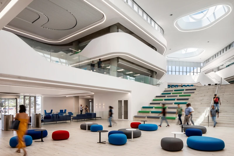 The Capitec Bank Headquarters' central triple-volume atrium acts as 'an internal social spine at the heart of the building.' Photo: Adam Letch