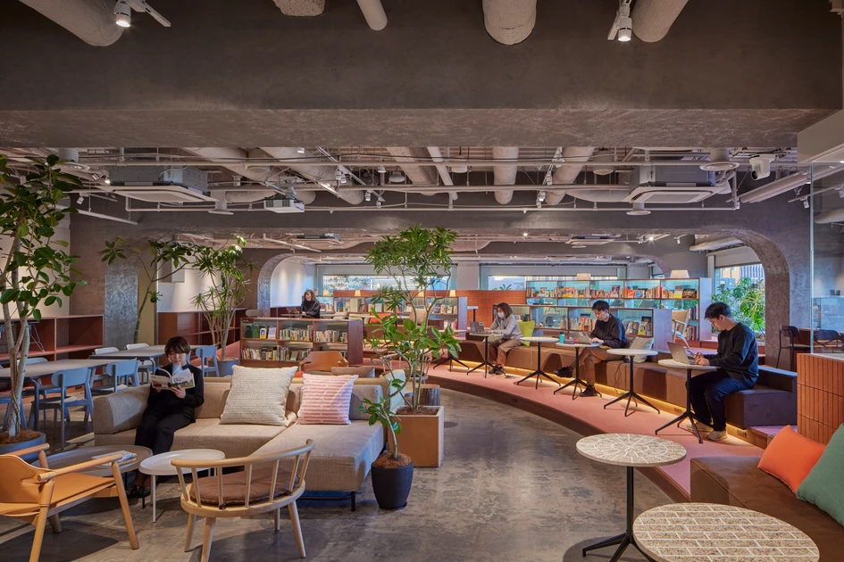 Integrating sustainable materials, ‘the hills, bookshelves, and fixtures planned within them were designed with attention to detail’ at Nippan Group’s Tokyo HQ. Photo: Fumito Suzuki