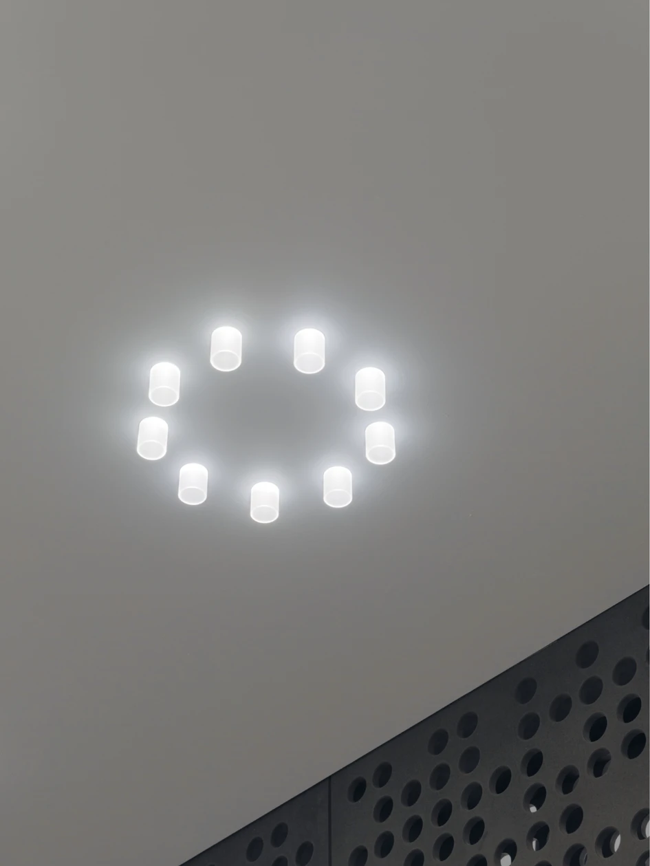 Mood Pro Fixed comes as a round or square shaped recessed downlight in embossed matte white or black, but also in a sculptural cylinder shape. It can be configured in a cluster, line or square