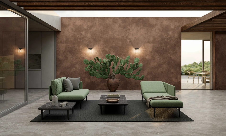 Above: The Ostrea chair is not only an eye-catcher; its ergonomic design makes it a highly comfortable chair too. Below: The Styletto Lounge Collection balances slender features with soft cushions, proving that cosy outdoor furniture can also be elegant