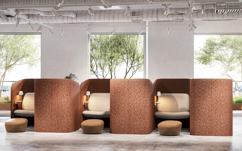 Boss Design is raising the bar in the booth game with Frida, a flexible design in a game-changing colour palette that makes taking a seat in public feel like a homely recline