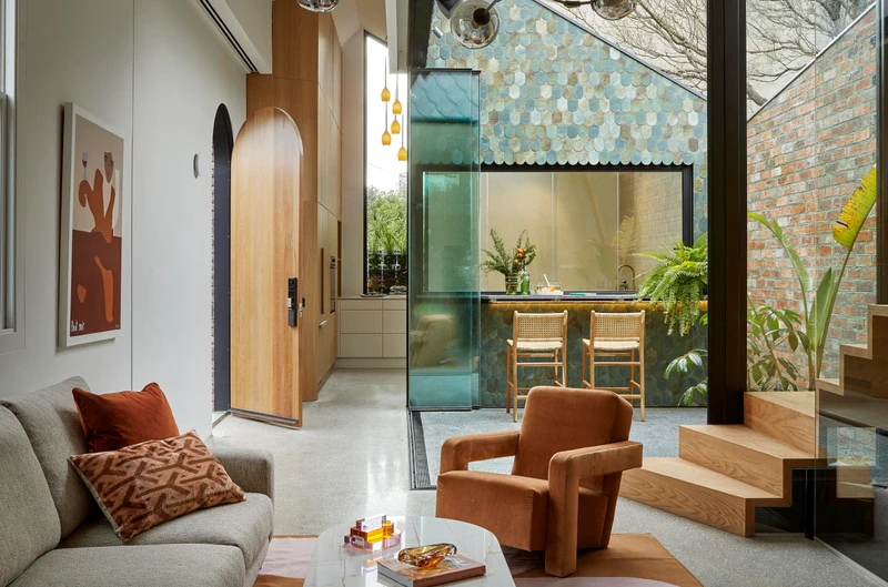 At Nido II, each level is connected to the outside, via a central courtyard next to kitchen/dining/living and roof deck accessed from all areas within the home. Photo: Dave Kulesza