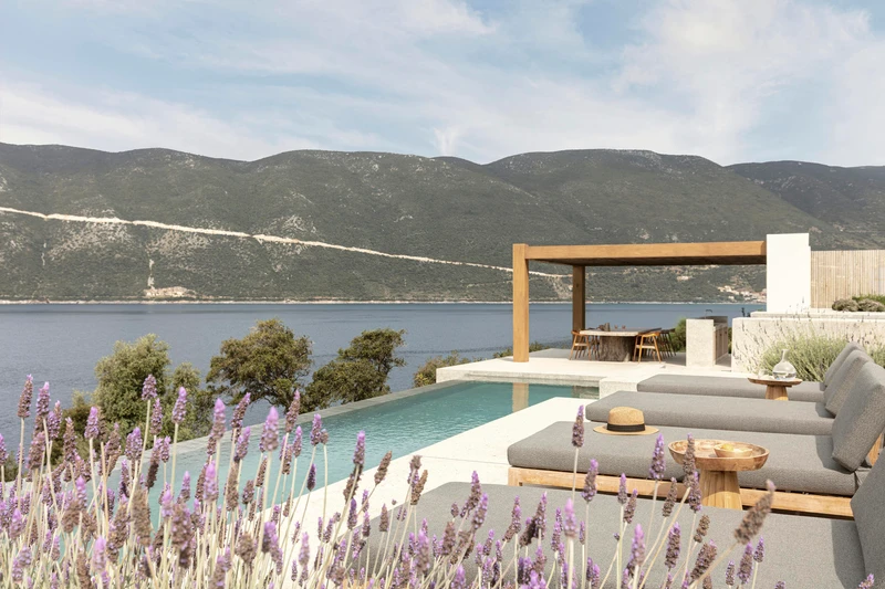 block722 architects were called to create a private holiday home, joined by a separate structure that houses four guest rooms. Photo: Yiorgos Kordakis
