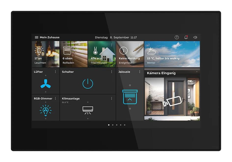 The Smart Home Panel serves as a control centre for all systems - from door communication and lighting to heating and air conditioning