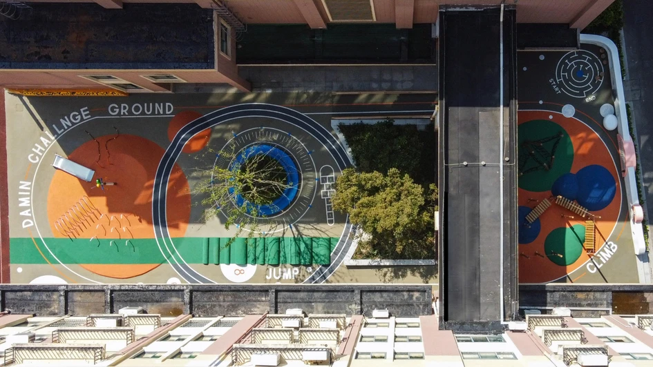 Urban playgrounds like the one at Damin School in China take over their spatial context through the subtle encouragement of joyful play, rest or just culture and contemplation. Photo: XIRU