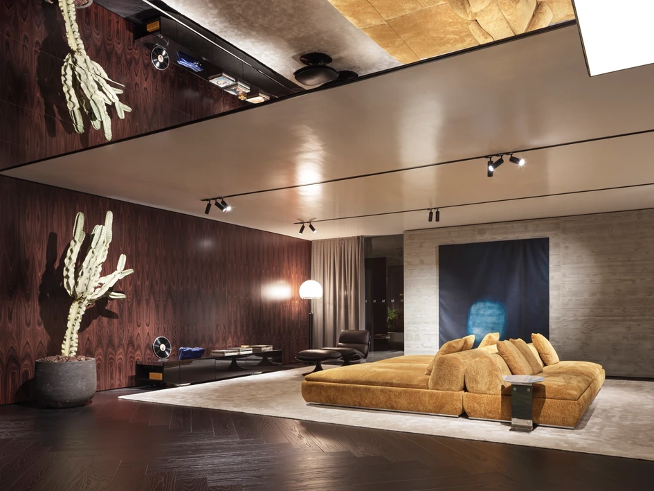 Supermoon by Giampiero Tagliaferri took centre stage within Minotti’s sophisticated exhibition space at Salone del Mobile.Milano