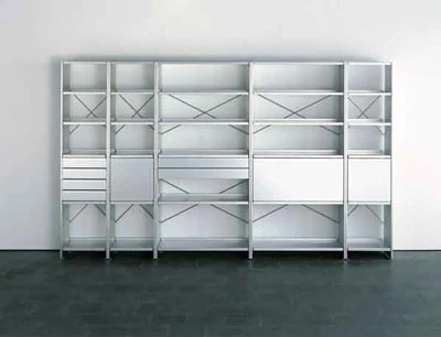 Aluminium shelves, 1964, still produced by Lehni, Switzerland