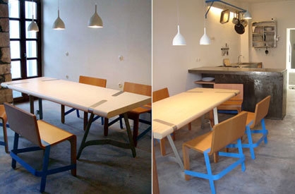 The kitchen and dining area