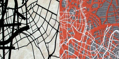 ComplexCity patterns on paper and on textile