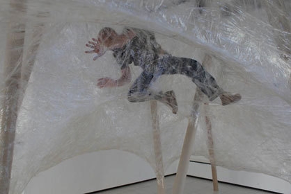 Tape installation at the gallery of HDD in Zagreb by For Use / Numen