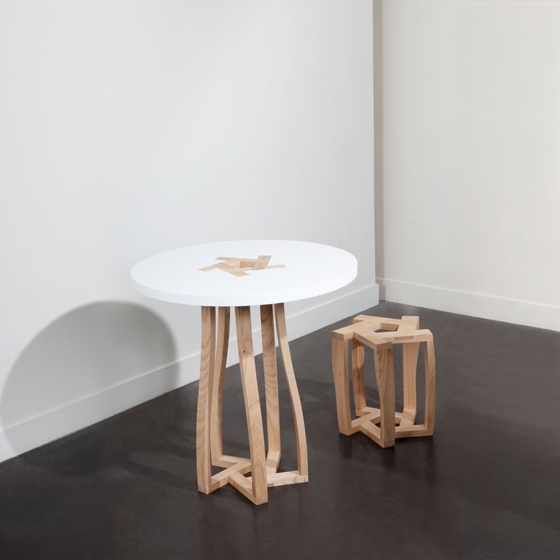 'Pentagon' table and stool by Itamar Burstein, 2010
