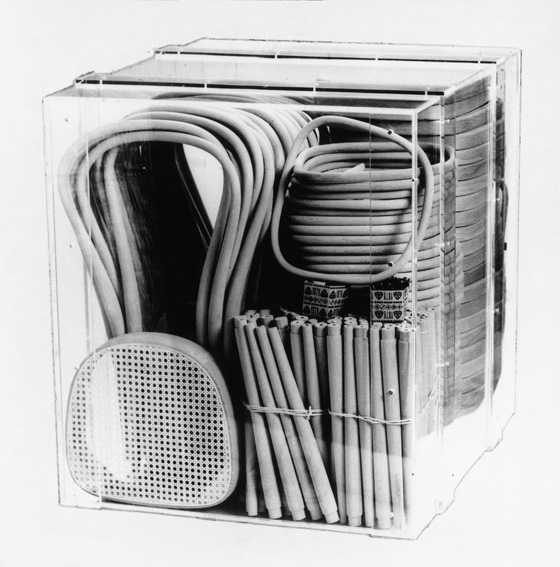 One-cubic-metre box containing all the individual elements from 36 disassembled Thonet 'No. 14' chairs; © Vitra Design Museum; photo Thomas Dix