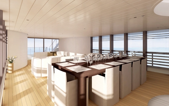 Interieur der Motoryacht der '40 Signature Series', Design Sir Norman Foster, Foto © Yacht Plus