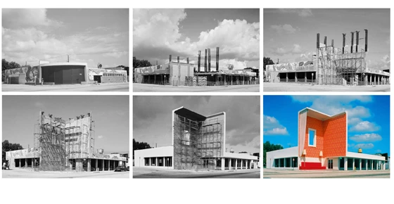 Construction shots of 'The Living Room', Miami, by Robert Behar and Rosario Marquadt, 2001