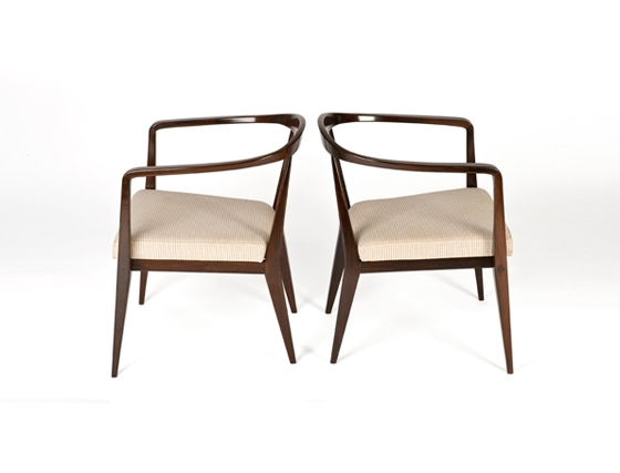 Jacaranda and wool fabric chairs, designer: John Graz; photo © Brazilian Modern