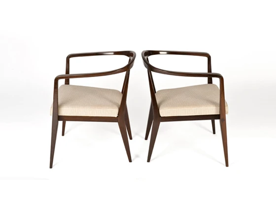 Jacaranda and wool fabric chairs, designer: John Graz; photo © Brazilian Modern