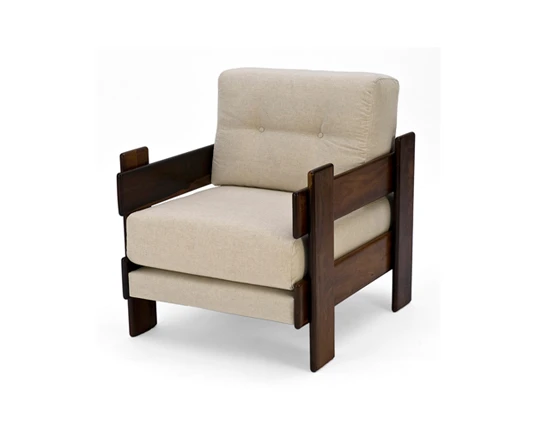 Jacaranda and fabric armchair, ca 1960, designer unknown; photo © Brazilian Modern