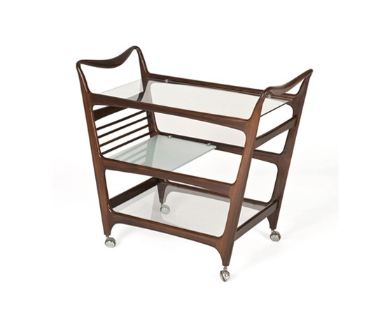 Jacaranda and glass trolley, ca 1950, designer unknown; photo © Brazilian Modern