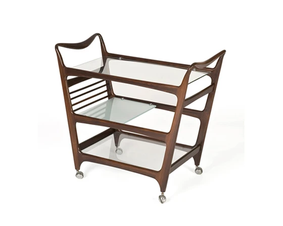 Jacaranda and glass trolley, ca 1950, designer unknown; photo © Brazilian Modern