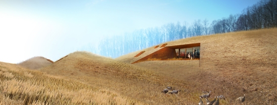 Cottages at Fallingwater (USA), architecture: Patkau Architects, rendering © Patkau Architects