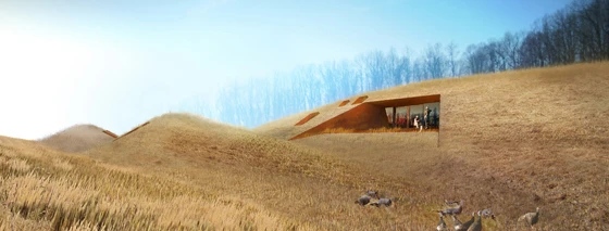 Cottages at Fallingwater (USA), architecture: Patkau Architects, rendering © Patkau Architects