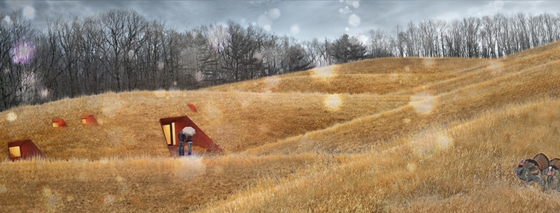 Cottages at Fallingwater (USA), architecture: Patkau Architects, rendering © Patkau Architects