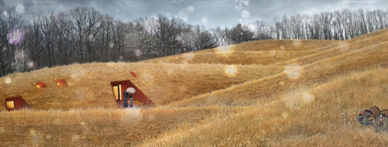 Cottages at Fallingwater (USA), architecture: Patkau Architects, rendering © Patkau Architects