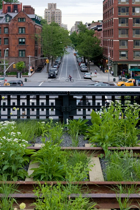 The High Line is dotted with pleasant ways to experience urban juxtapositions; photo Irwan Baan © 2009