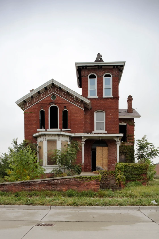 One of many Detroit's 19th-century private houses, now in danger of demolition; photo Sean Hemmerle