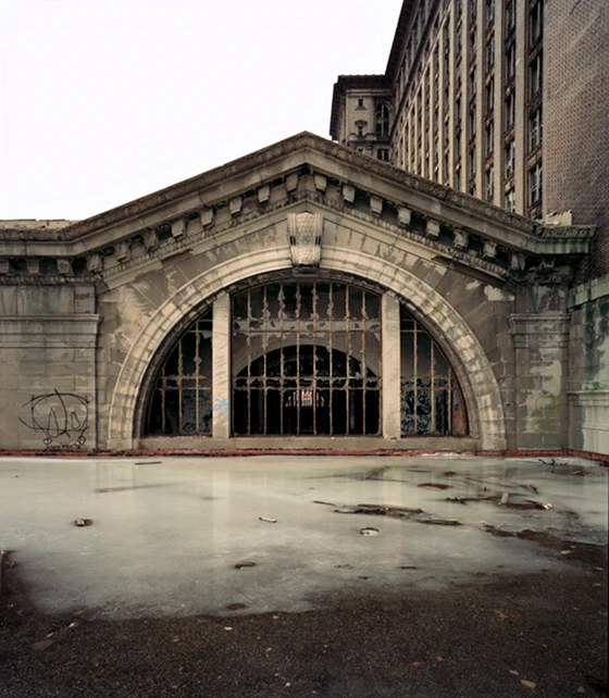 Exterior of Main Lobby, Michigan Central Station, Detroit; photo Sean Hemmerle, March 2008