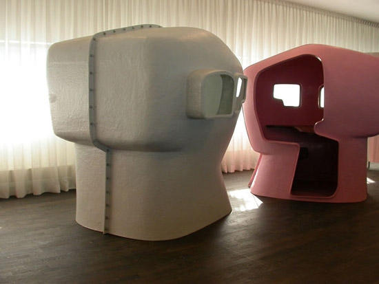 Joep van Lieshout's highly expressive 'AVL Skull' for Dutch manufacturer Lensvelt delivers a semi-private, ad-hoc work environment, ideal for a contract setting