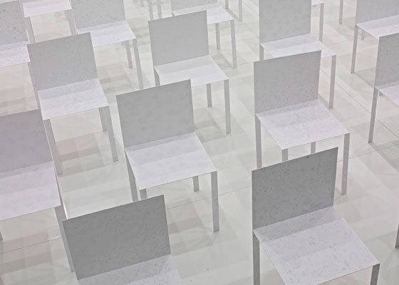 Paper Chairs printed with Ishigami's drawings at the Canon Neoreal exhibition, Design Week Milan 2008