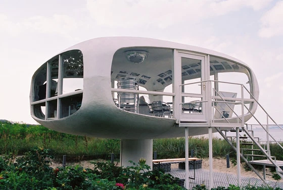 Binz Beachwatch's rescue tower on the island of Rügen, a shell construction by Ulrich Müther, completed in 1968 and renovated in 2004