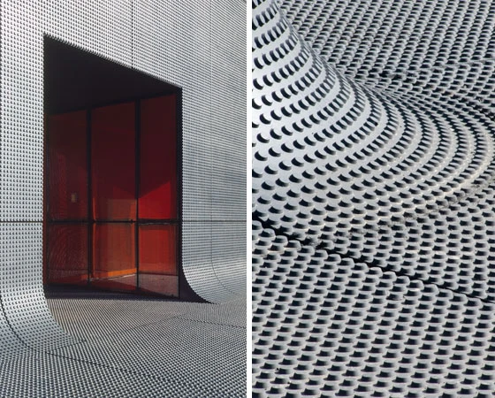 RATP Bus Centre by ecdm architects: concrete elements into whose shuttering a 'pimply' template was placed. Photo © Benoit Fougeirol and Philippe Ruault